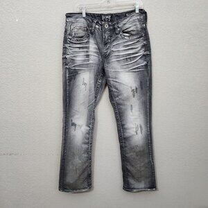 Salvage Supply Buckle Jeans Mens Size 32 Distroyed Rips Stains Distressed Black